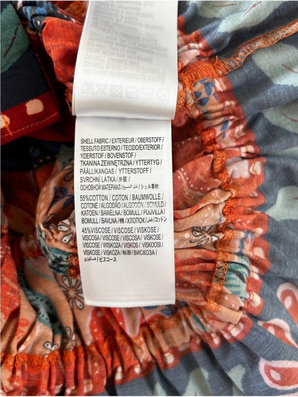 Farm Rio Vibrant Orange Floral V-Neck Peplum Blouse - Picture 3 of 4